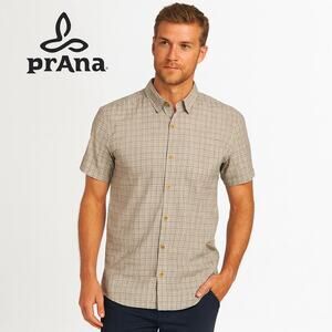 PrAna Plaid Slim Fit Short Sleeve Button Down Shirt Men’s Large